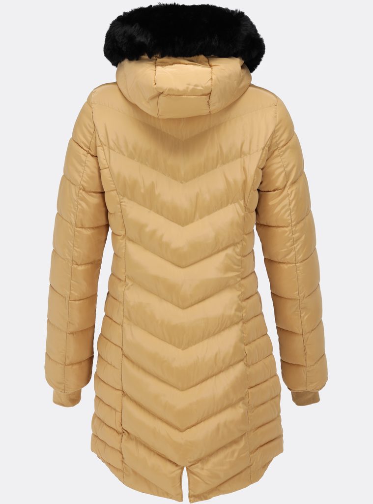 Dámská prošívaná zimní bunda s kapucí béžová - Zimní bundy - MODOVO