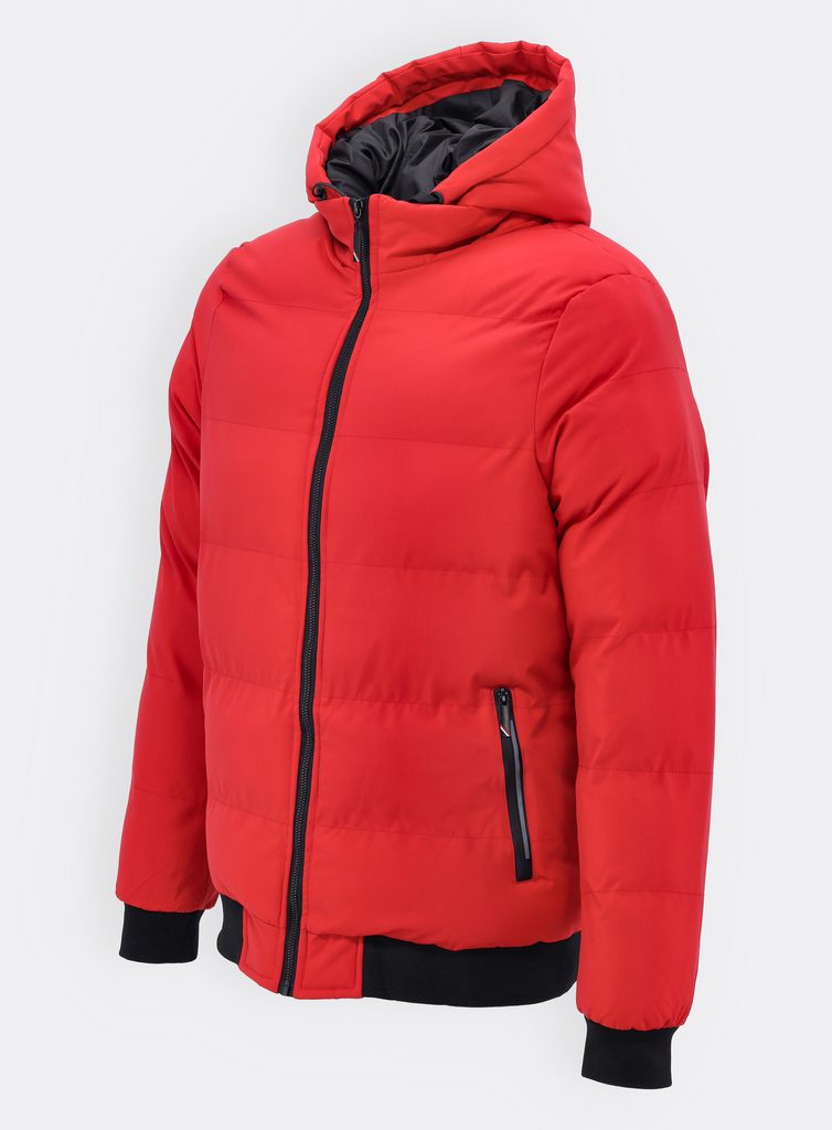 Pánska zimná bunda s kapucňou červená - Pánske bundy - MODOVO