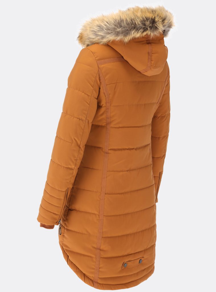 Dámska zimná bunda s kožušinou hnedá - Bundy - MODOVO