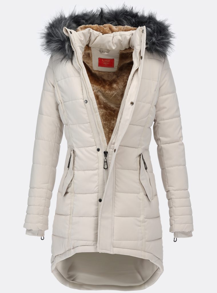 Dámska zimná bunda s kožušinou krémová - Zimné bundy - MODOVO
