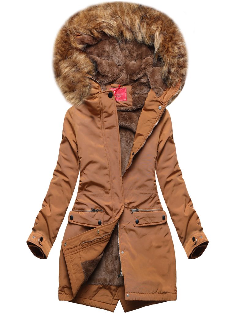 Zateplená dámská zimní bunda hnědá - Bundy - MODOVO