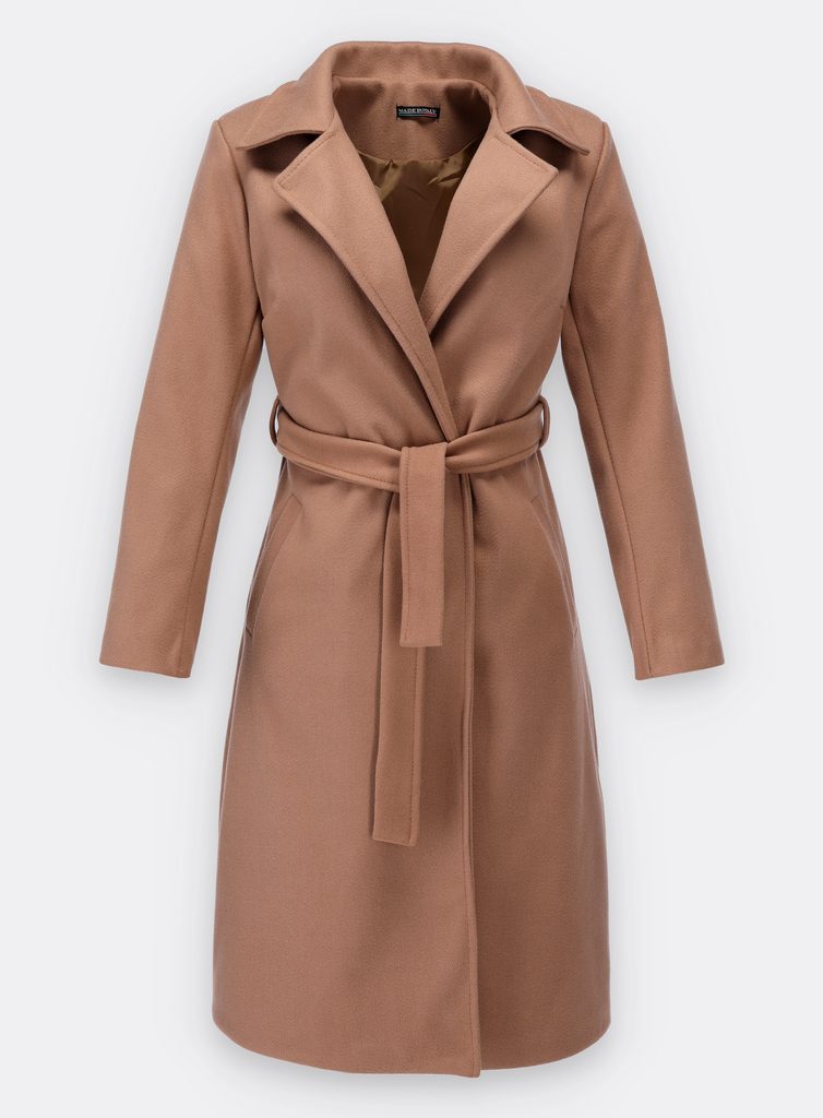 Klasický dámský plášť s páskem světle hnědý - Kabáty - MODOVO