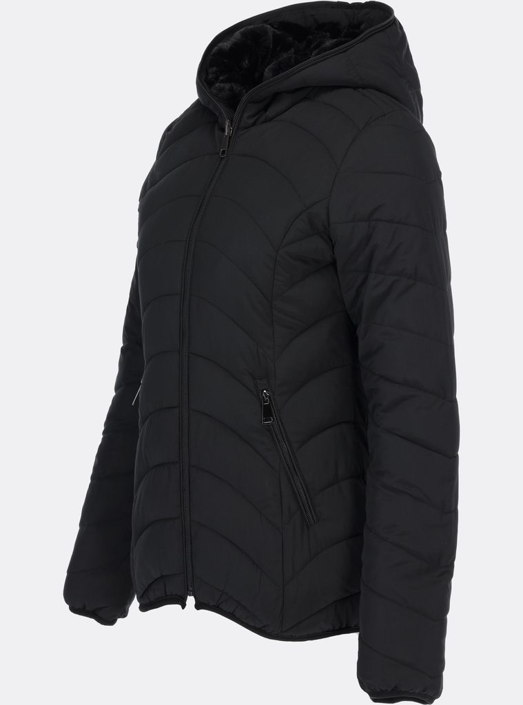 Dámská zimní bunda s plyšovou podšívkou černá - Bundy - MODOVO