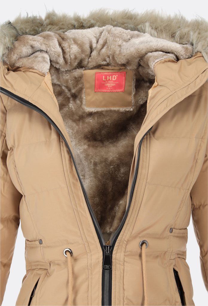 Dámská zimní bunda s kožešinou béžová - Bundy - MODOVO