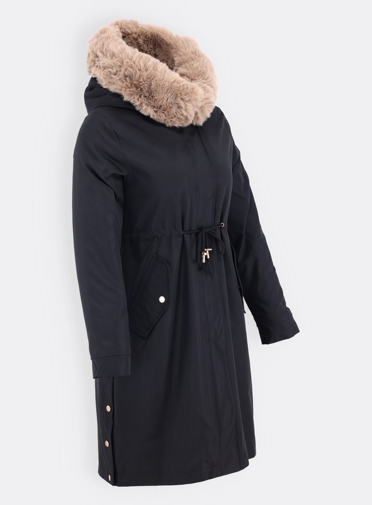 Dámska dlhá zimná bunda čierna - Zimné bundy - MODOVO