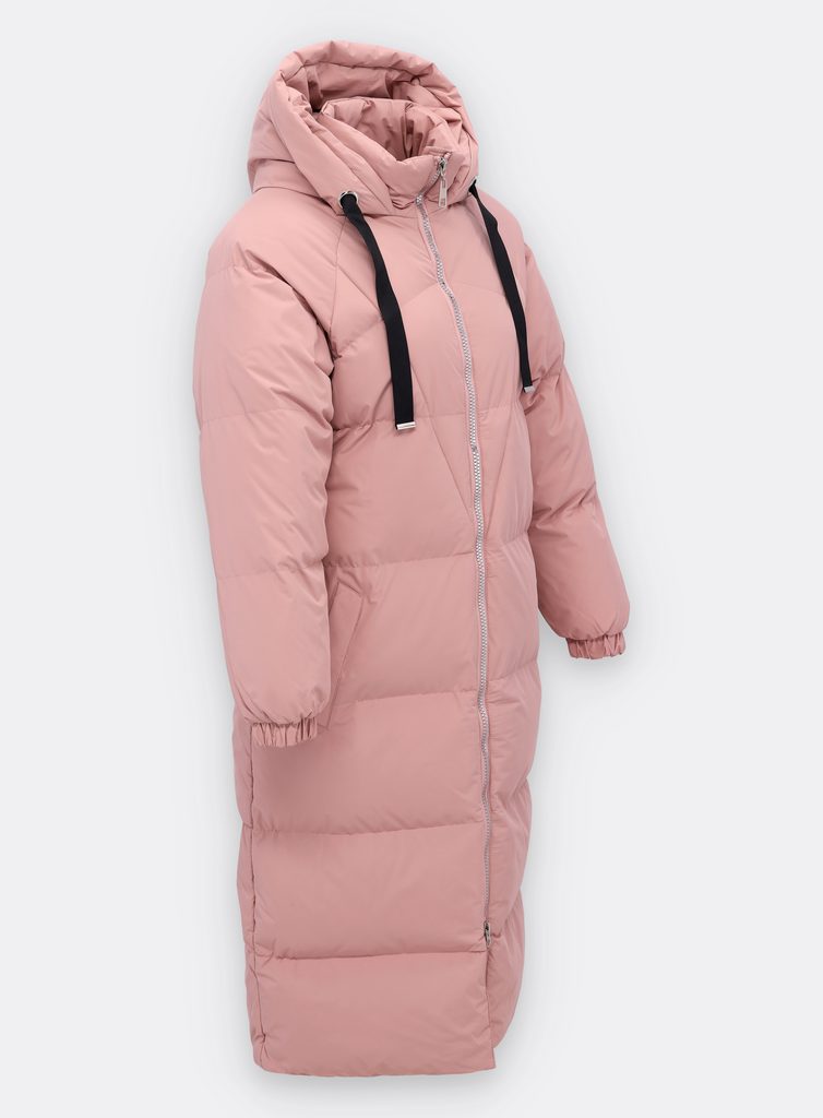 Dámska dlhá zimná bunda s kapucňou púdrová - Zimné bundy - MODOVO