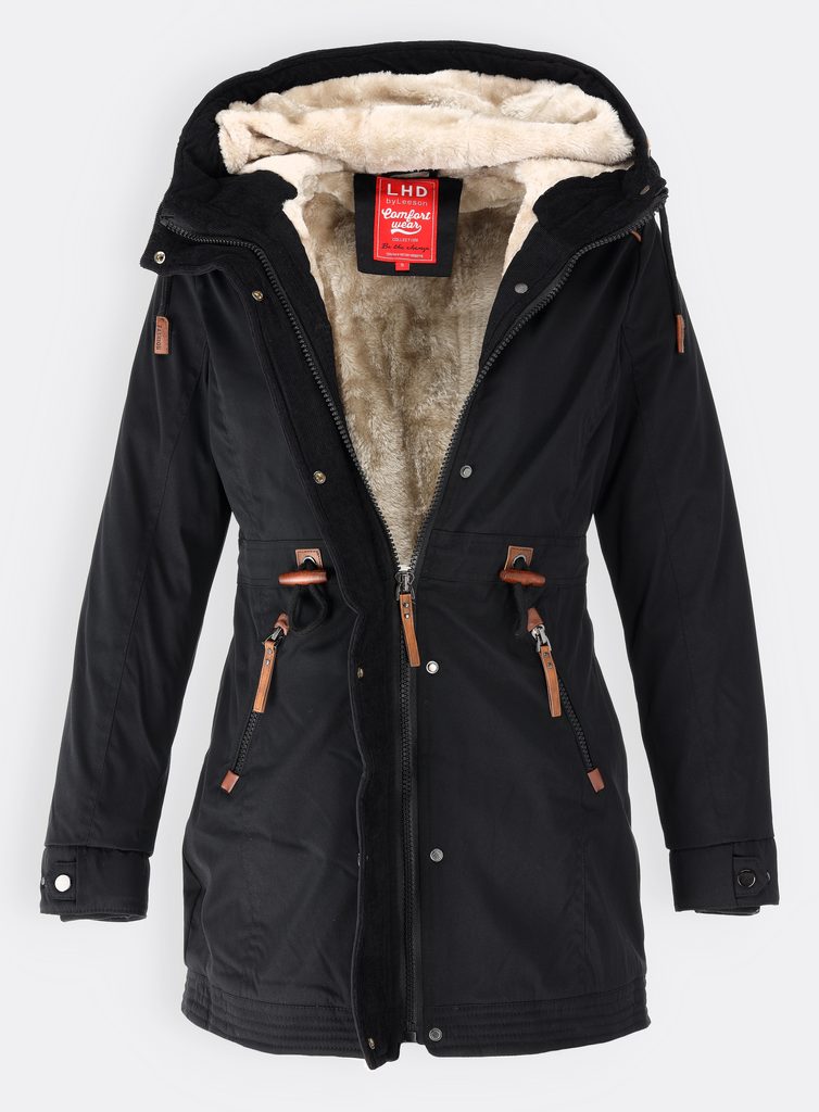 Dámská zimní bunda s kožešinovou podšívkou černá - Zimní bundy - MODOVO