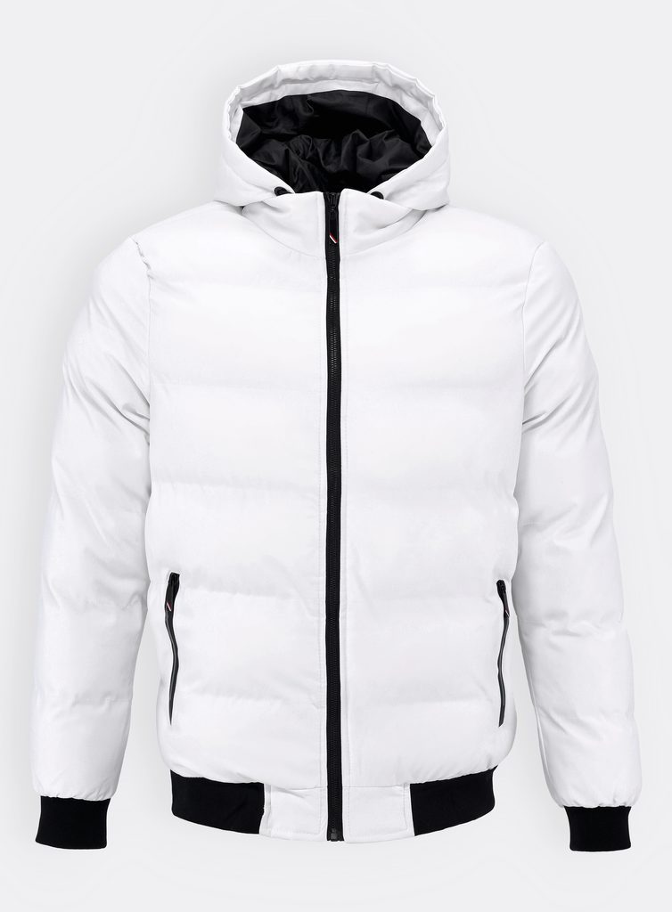 Pánská zimní bunda s kapucí bílá - Pánské bundy - MODOVO