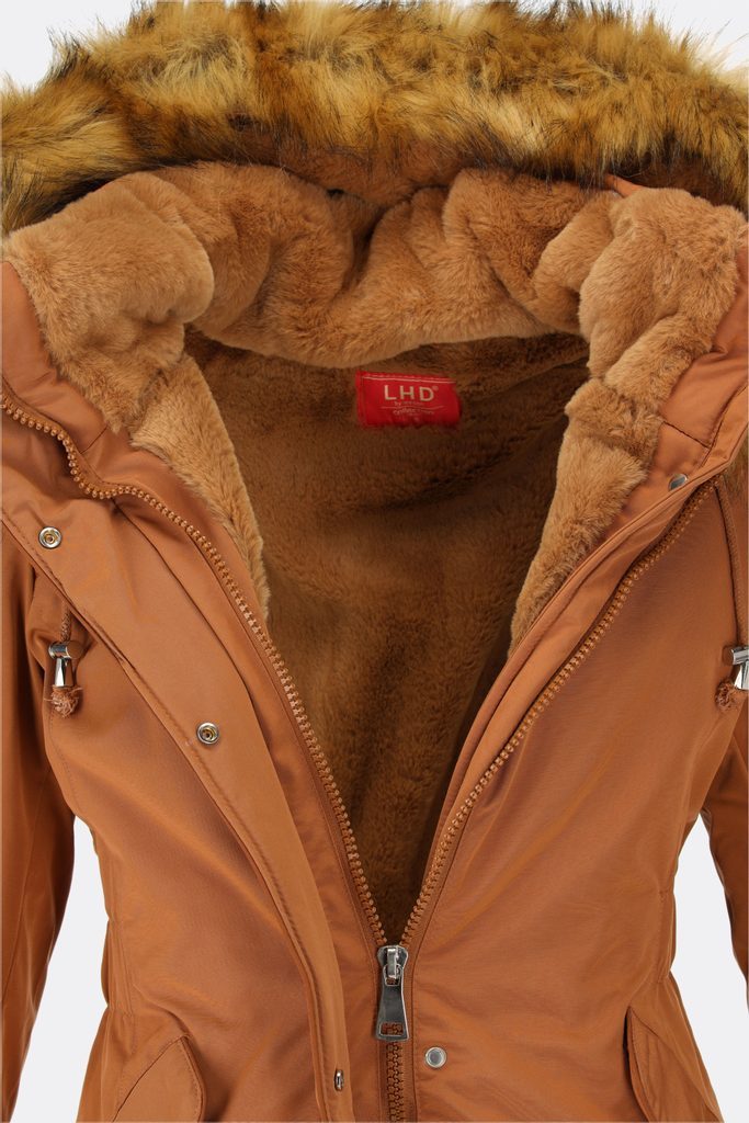 Zateplená dámská zimní bunda hnědá - Bundy - MODOVO