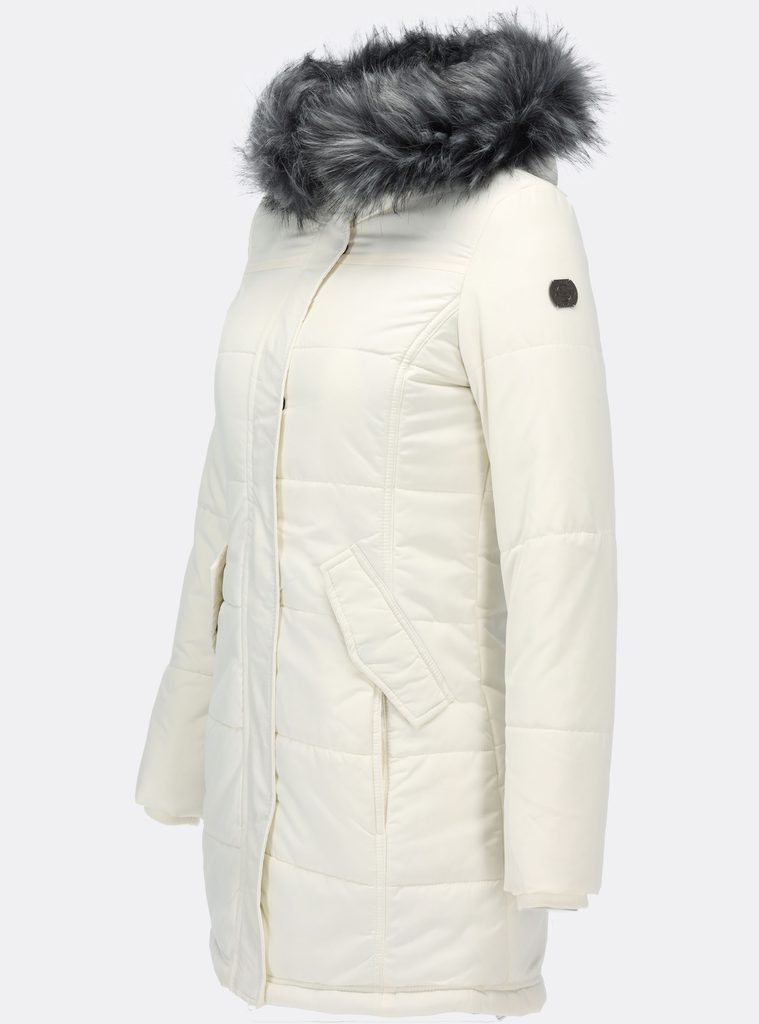 Dámska zimná bunda s kožušinovou podšívkou biela - Bundy - MODOVO
