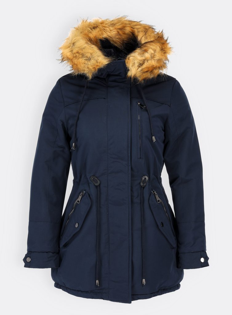 Dámská zimní bunda s kapucí tmavě modrá - Zimní bundy - MODOVO