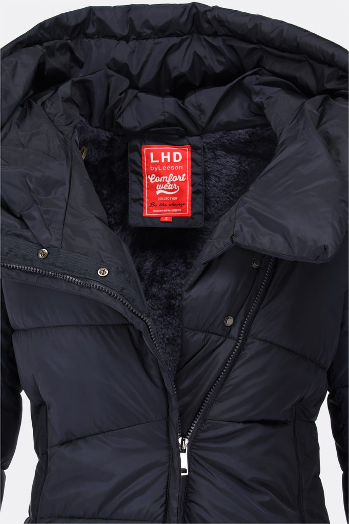 Dámska prešívaná zimná bunda s asymetrickým zapínaním tmavomodrá - Zimné  bundy - MODOVO