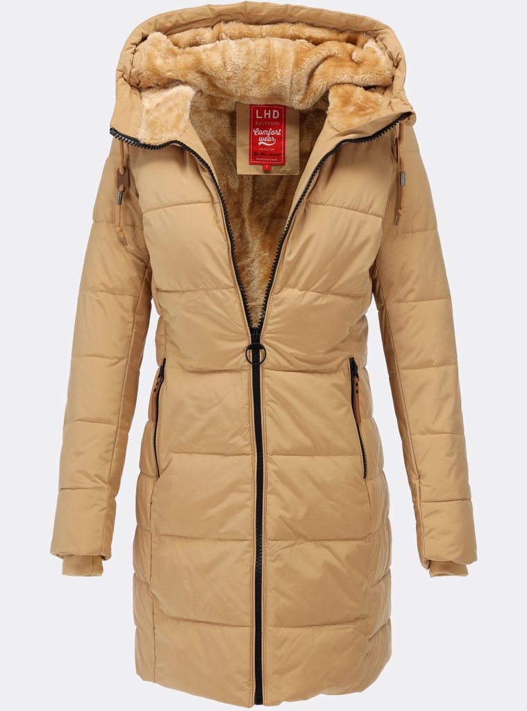 Dámska zimná bunda s plyšovou podšívkou béžová - Zimné bundy - MODOVO