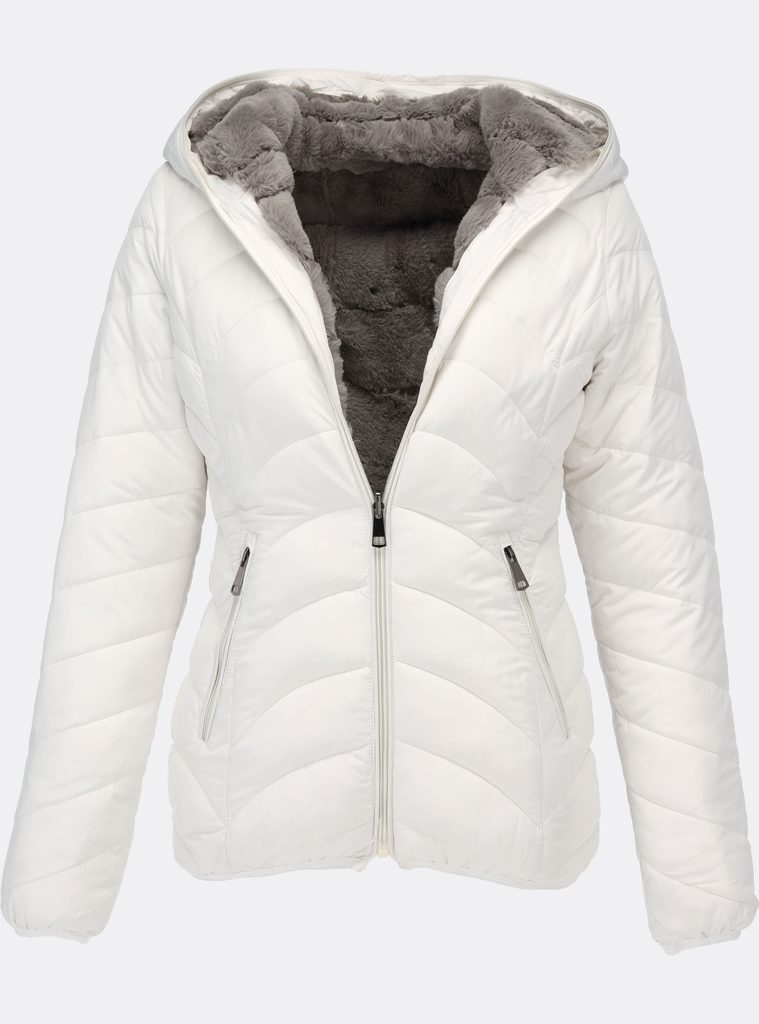 Dámská zimní bunda s plyšovou podšívkou bílá - Bundy - MODOVO