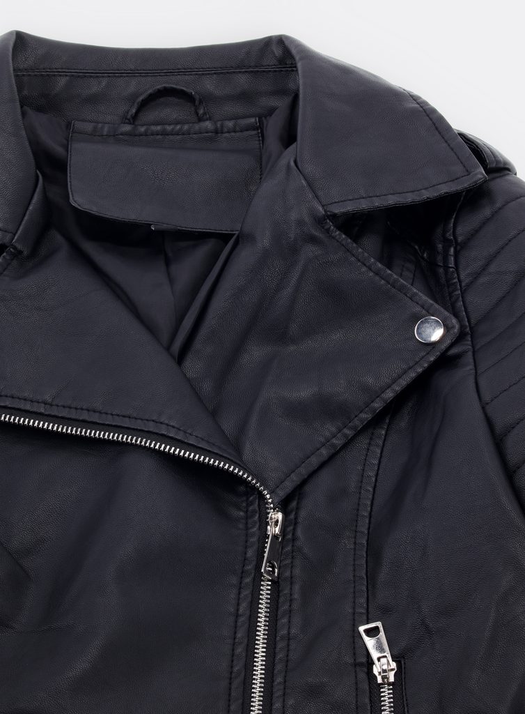 Dámská zateplená koženková bunda černá - Koženkové bundy - MODOVO