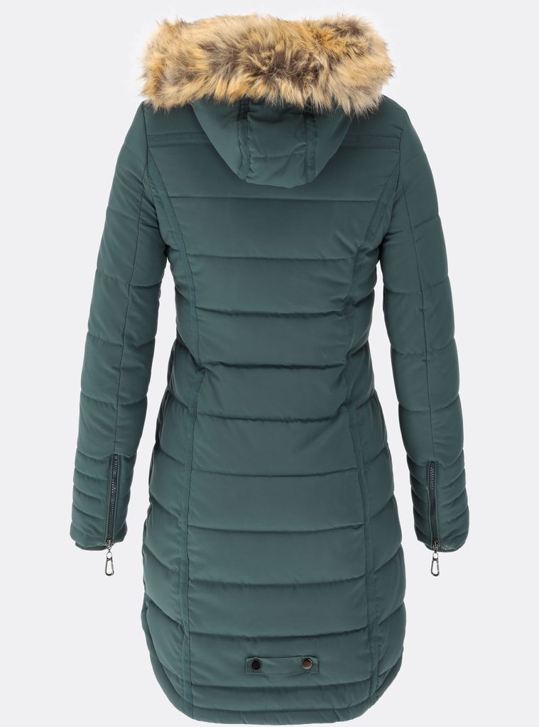 Dámská zimní bunda s kožešinou zelená - Bundy - MODOVO