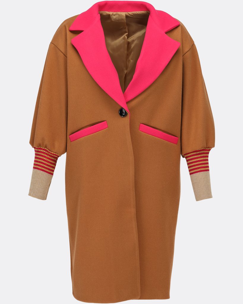 Štýlový dámsky kabát svetlohnedý-ružový - Kabáty - MODOVO