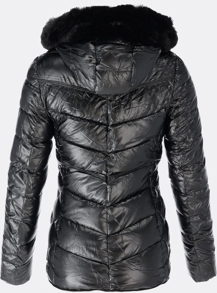 Dámska zimná bunda s kožušinou čierna - Bundy - MODOVO