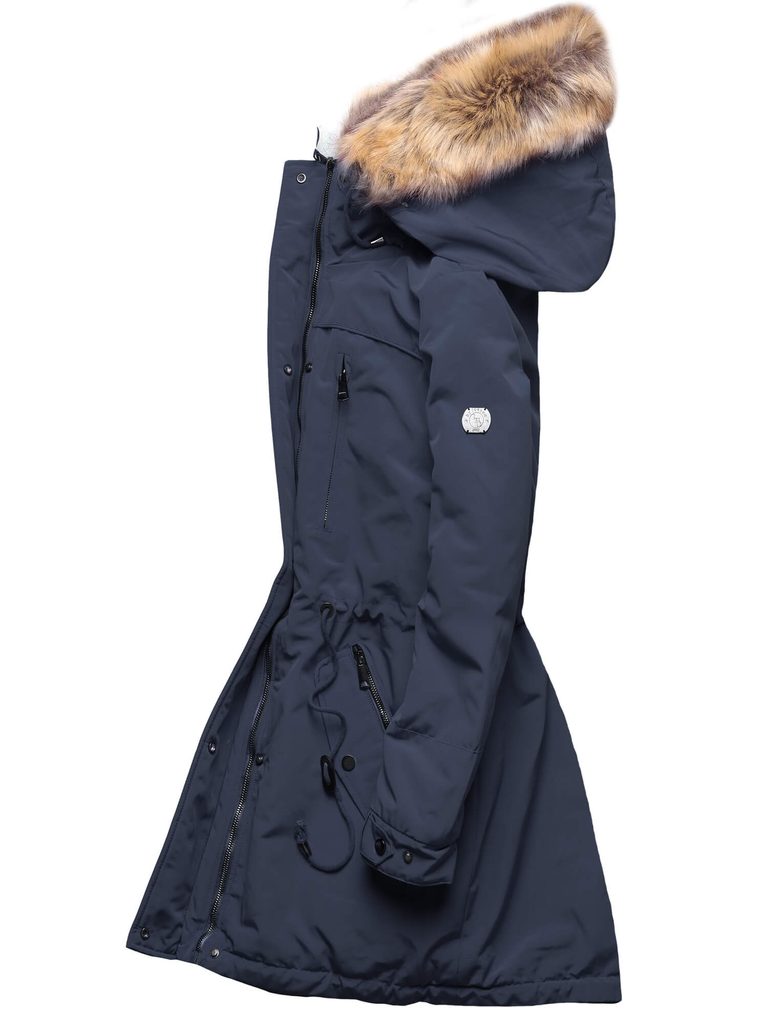 Dámska zimná bunda s kožušinou tmavomodrá - Zimné bundy - MODOVO