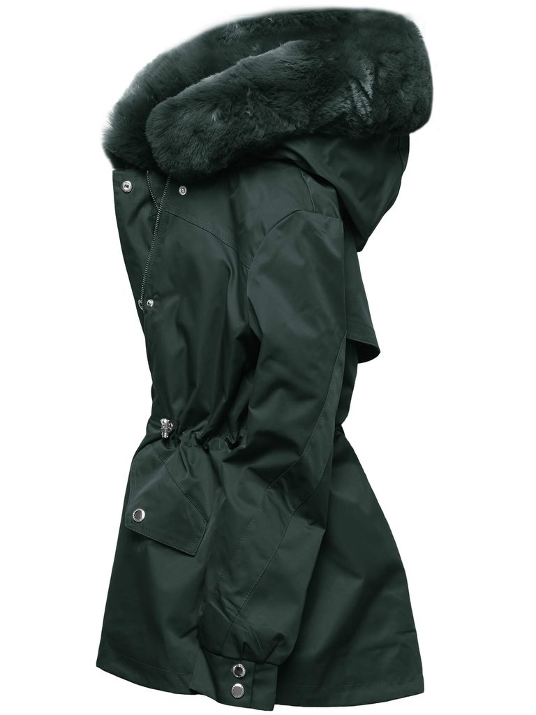 Dámska zimná bunda s kožušinou tmavozelená - Zimné bundy - MODOVO