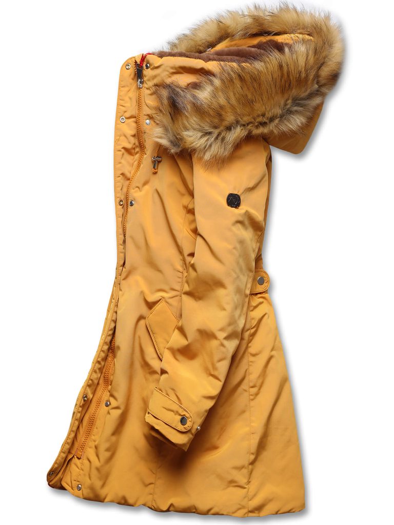 Zateplená dámska zimná bunda horčicová - Bundy - MODOVO