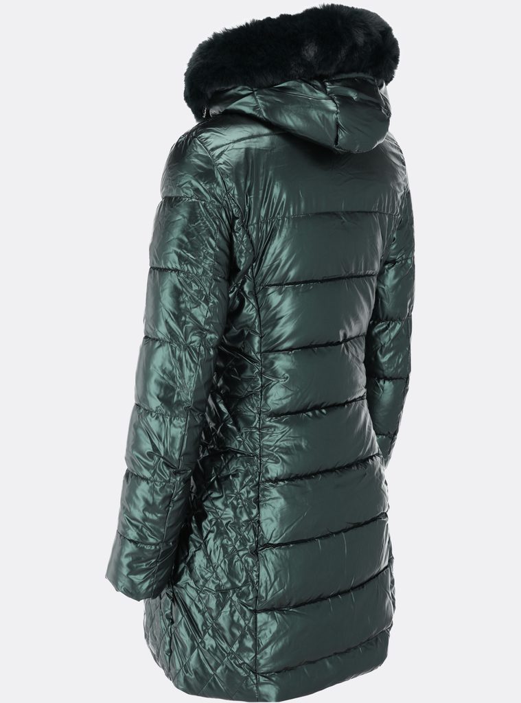 Dámská lesklá prošívaná zimní bunda zelená - Zimní bundy - MODOVO
