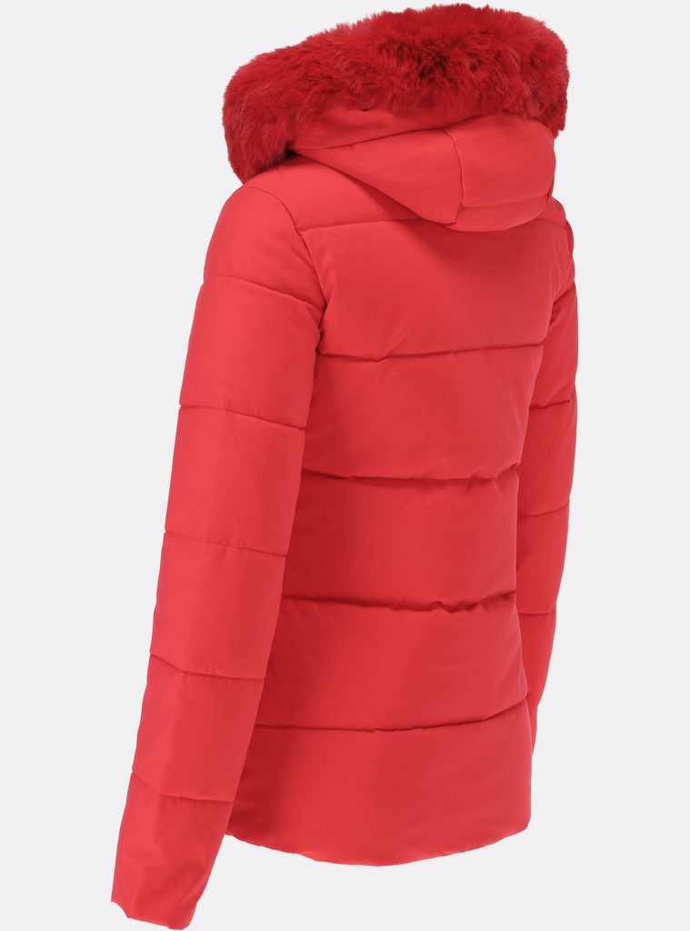 Dámska zimná bunda s kožušinou červená - Zimné bundy - MODOVO