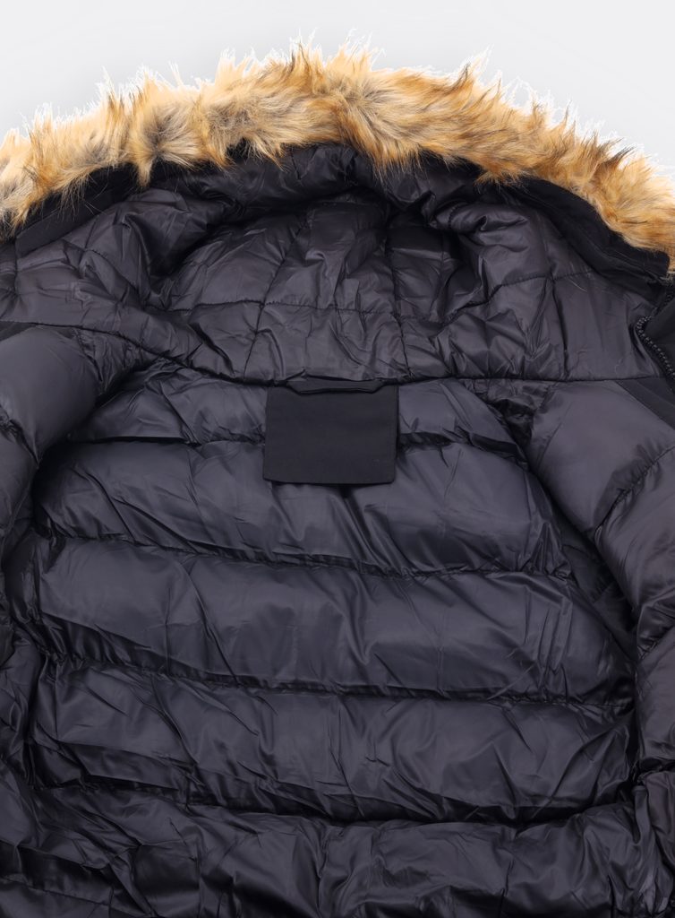 Pánska zimná bunda s kožušinou čierna - Pánske bundy - MODOVO