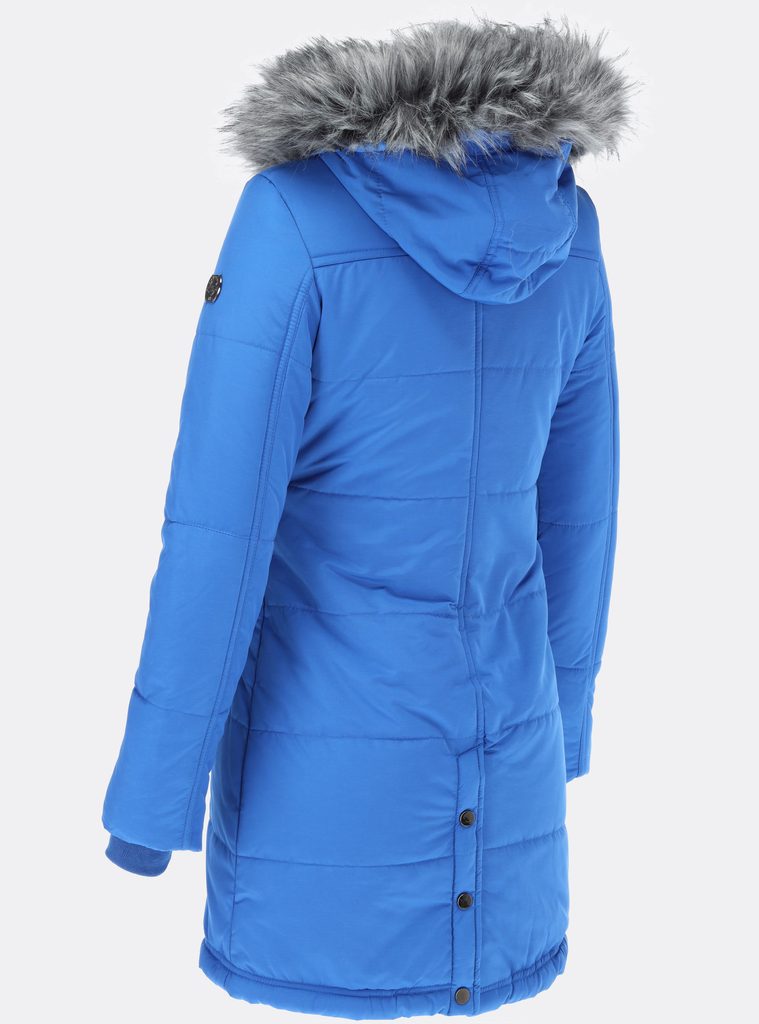 Dámská zimní bunda s kožešinovou podšívkou modrá - Zimní bundy - MODOVO