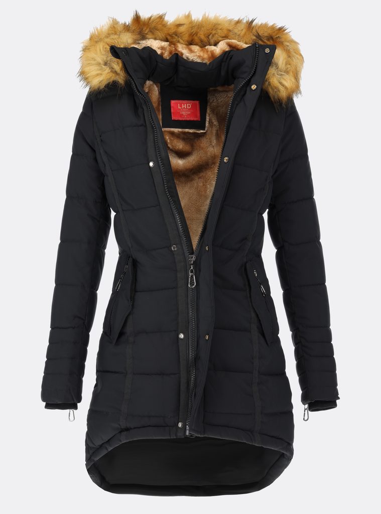 Dámska zimná bunda s kožušinou čierna - Bundy - MODOVO