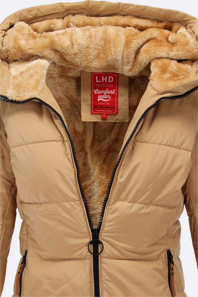 Dámska zimná bunda s plyšovou podšívkou béžová - Zimné bundy - MODOVO