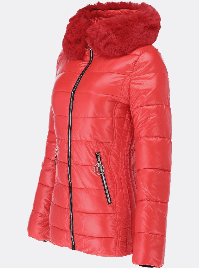 Dámská zimní bunda lesklá červená - Bundy - MODOVO