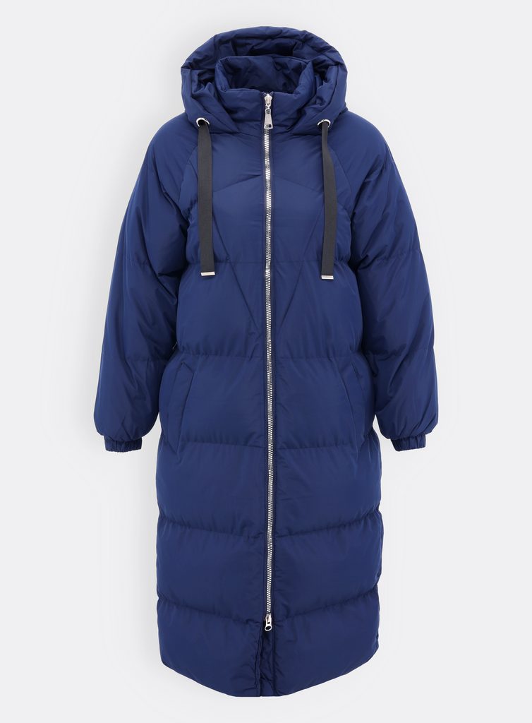 Dámska dlhá zimná bunda s kapucňou tmavomodrá - Zimné bundy - MODOVO