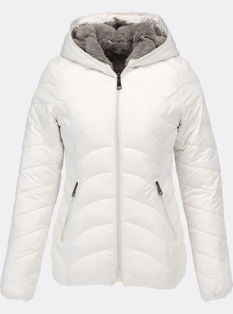 Dámská zimní bunda s plyšovou podšívkou bílá - Bundy - MODOVO
