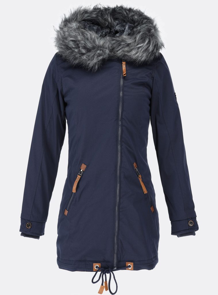 Dámska zimná bunda s asymetrickým zapínaním tmavomodrá - Zimné bundy -  MODOVO