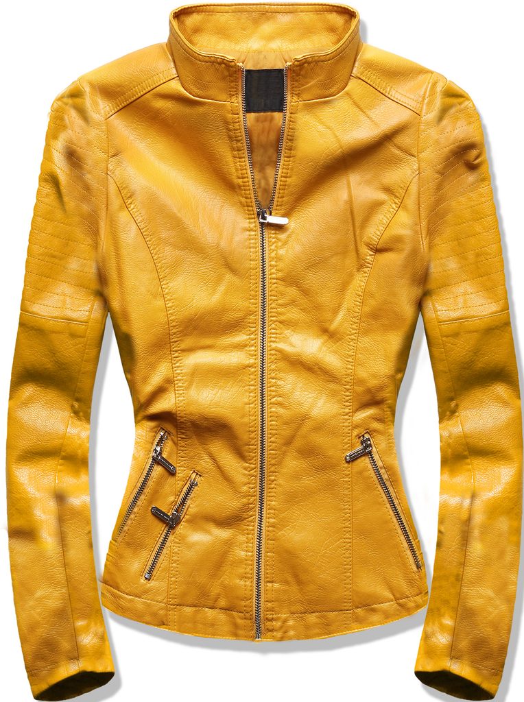 Dámska koženková bunda žltá - Koženkové bundy - MODOVO