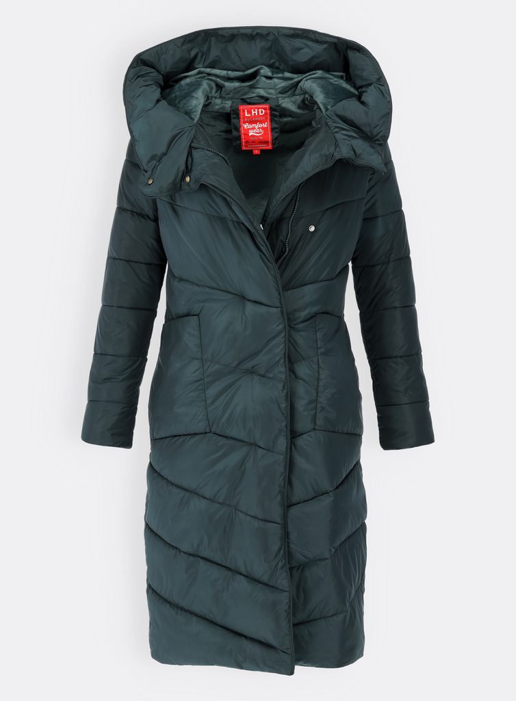 Dámská zimní bunda se sametovou podšívkou tmavě zelená - Zimní bundy -  MODOVO