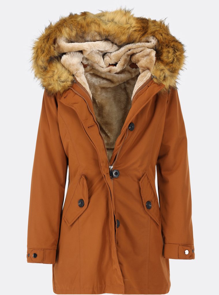 Zateplená dámska zimná bunda tehlová - Zimné bundy - MODOVO