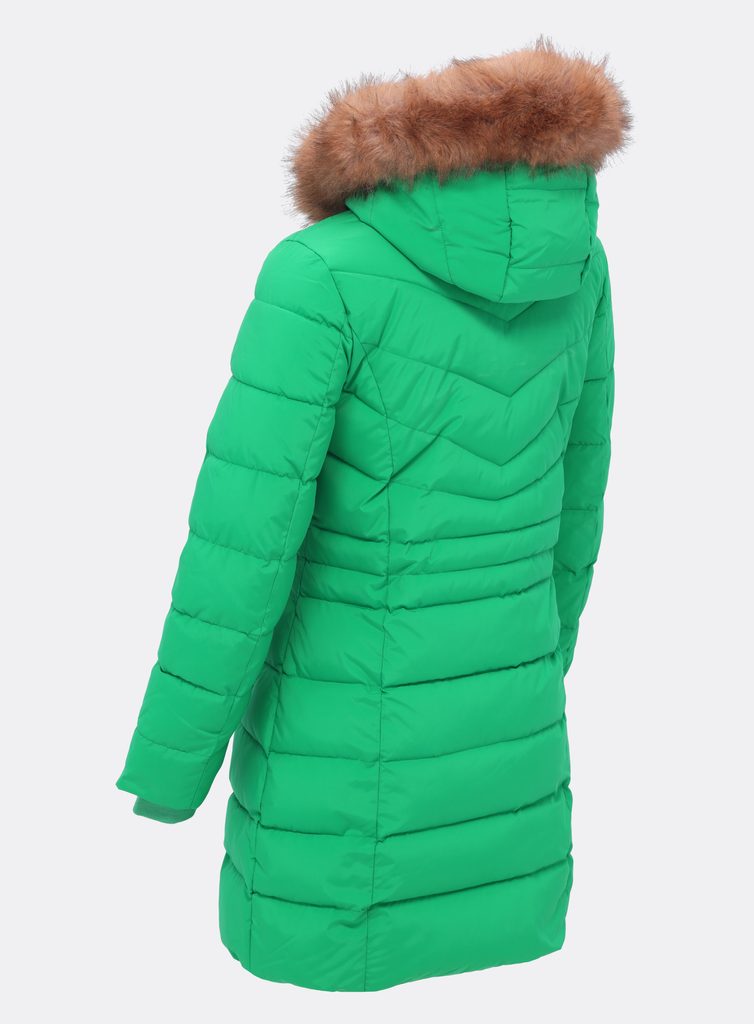 Dámská prošívaná zimní bunda s kapucí zelená - Zimní bundy - MODOVO