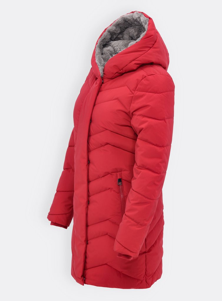 Dámska prešívaná bunda s kapucňou červená - Prešívané bundy - MODOVO