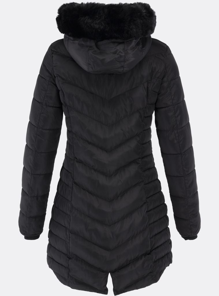 Dámska prešívaná zimná bunda s kapucňou čierna - Zimné bundy - MODOVO