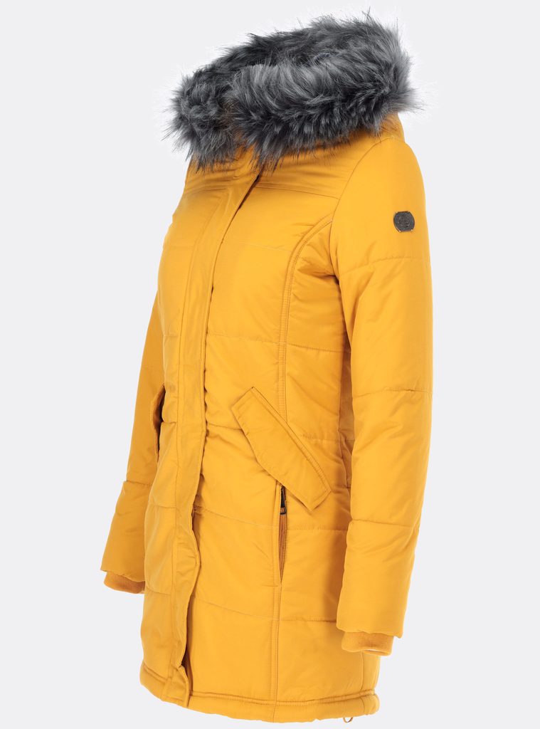 Dámska zimná bunda s kožušinovou podšívkou žltá - Zimné bundy - MODOVO