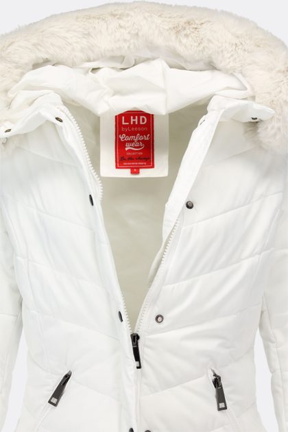 Dámská prošívaná zimní bunda s kapucí bílá - Zimní bundy - MODOVO
