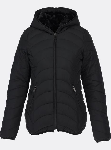 Dámska zimná bunda s plyšovou podšívkou čierna - Bundy - MODOVO