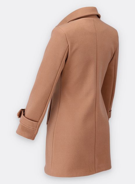 Krátký dámský kabát světle hnědý - Kabáty - MODOVO
