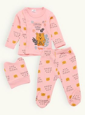 Dojčenské rebrované pyžamo TIGRÍK púdrové
