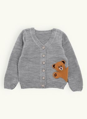 Dětský svetr s medvídkem šedý