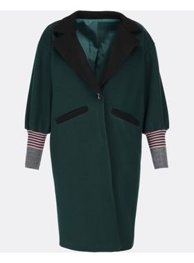 Stylový dámský kabát tmavě zeleno-černý