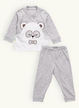 Dojčenské teplákové pyžamo SPIACI MACO sivé