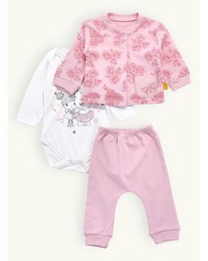 Dětská souprava s potiskem růžová